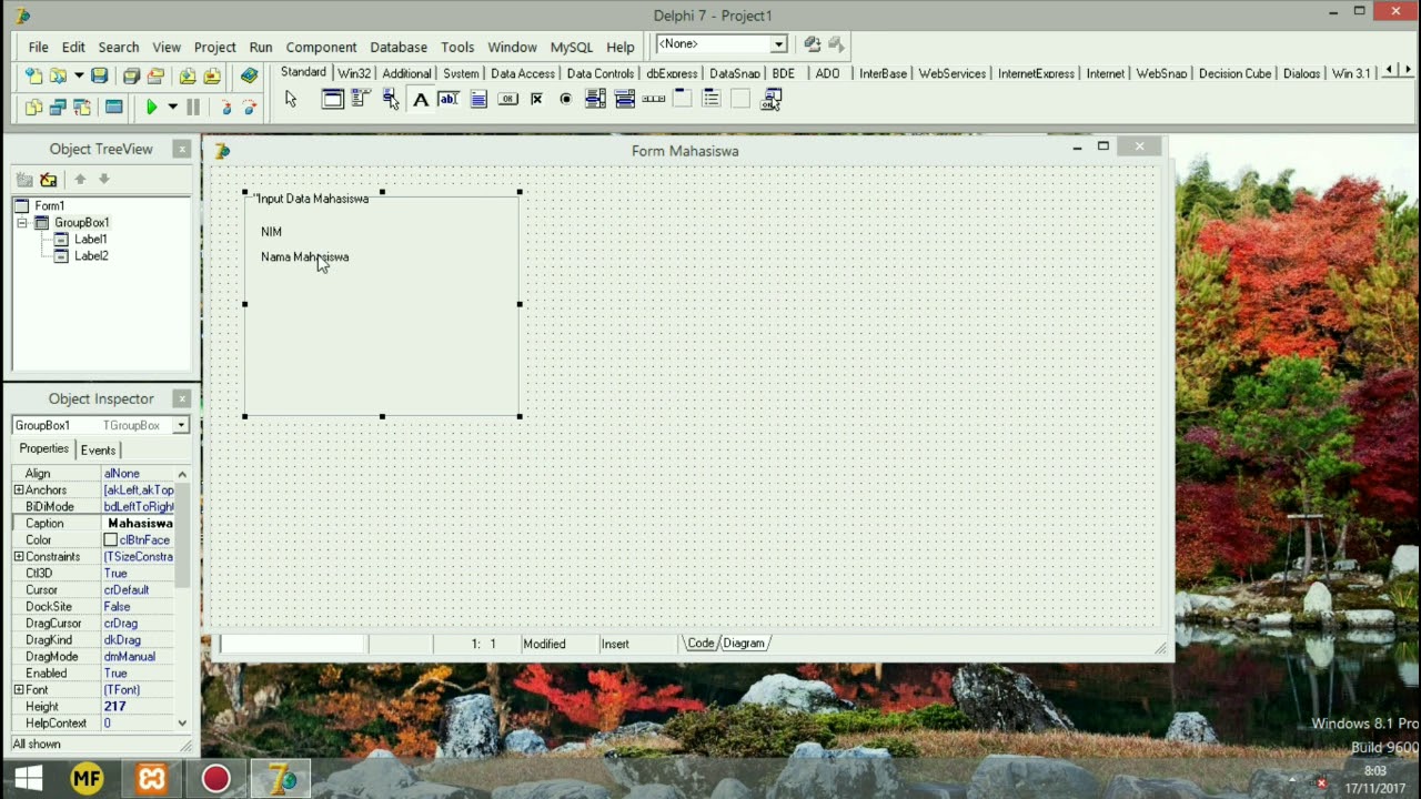 Membuat Design Aplikasi Input Data Mahasiswa Dengan Delphi 7 0 #2 - YouTube