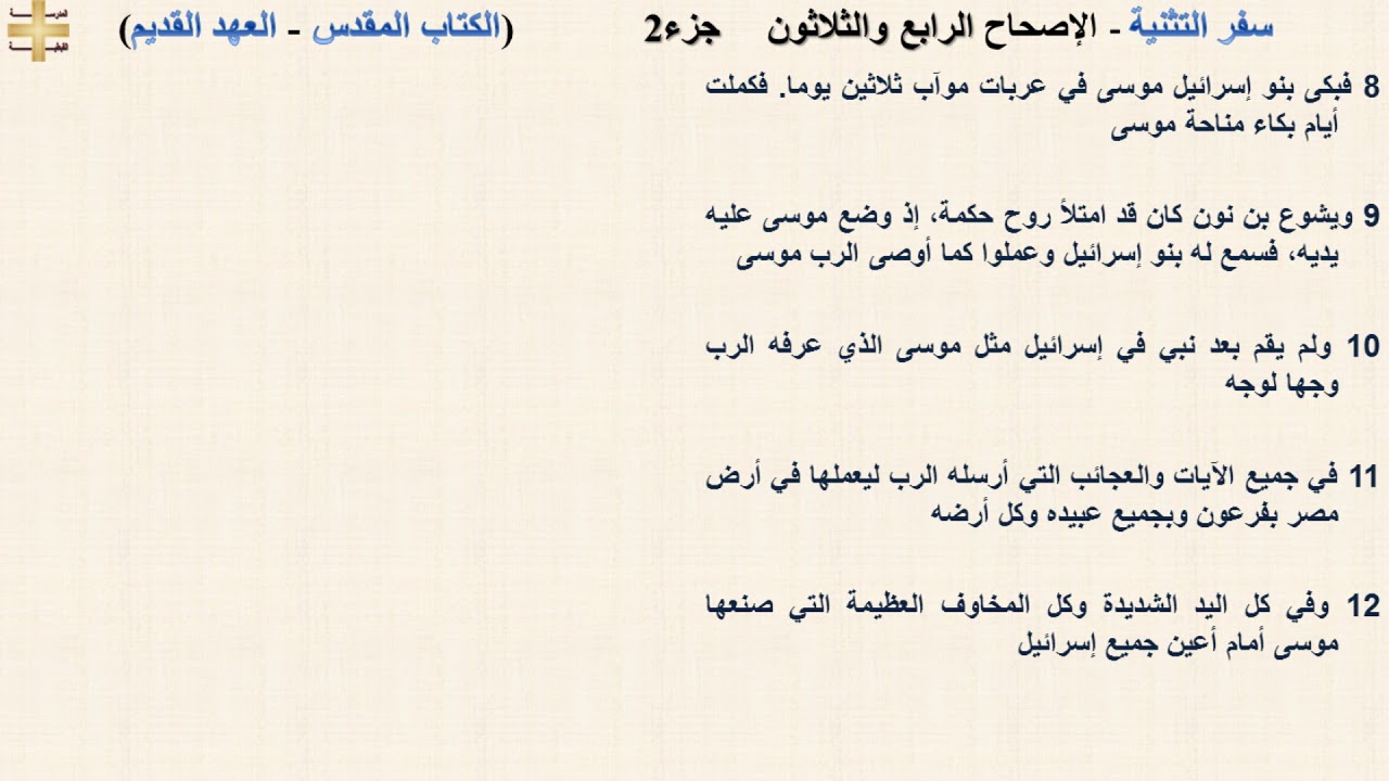 سفر التثنية 34 جزء2 - الإصحاح الرابع والثلاثون - د/مجدى نجيب - ابونا ابرام