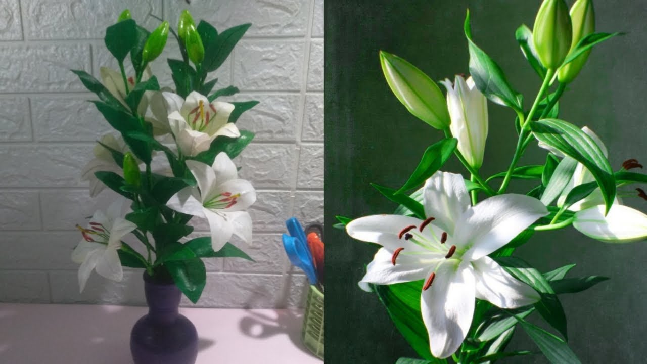 Diy bunga lily dari plastik kresek tanpa lem tembak
