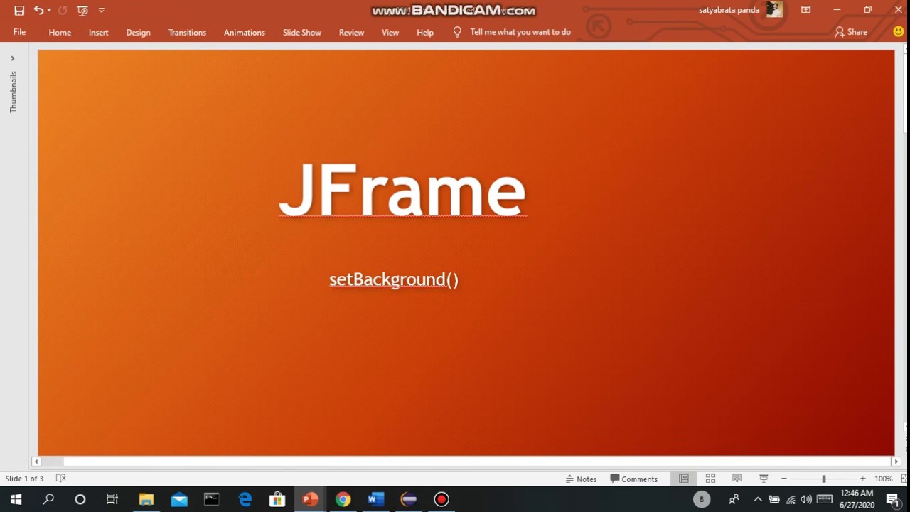 Setbackground Jframe | Jframe Part-3 | Java Swing