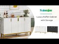Tribesigns sideboard buffet 59 luxury buffet storage cabinet with 4 doors  xk00221