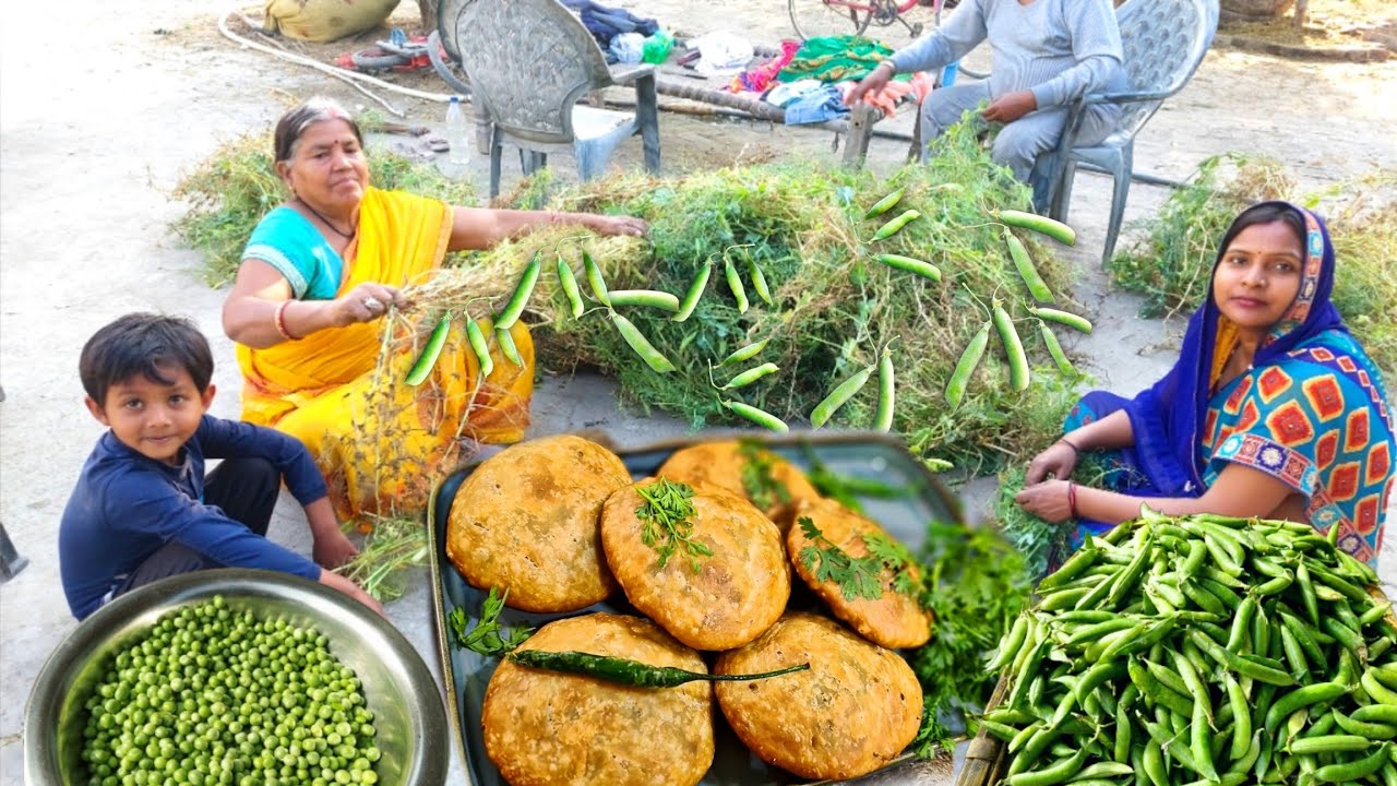 खेत के ताजे 🌿हरे मटर को उखाड़कर बनाया स्वादिस्ट कचौड़ी जो बच्चे बड़े सब मांग मांग खाते हैं Matar Recipe