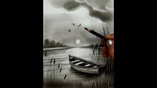 Pencil Drawing Sunset Scenery for Beginners | Easy Step by Step Landscape Tutorial