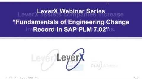 Fund of Eng Change Record in SAP PLM 7 02 Video Preview 2013 02 25