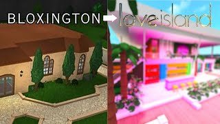 TURNING the STARTER MANSION into a LOVE ISLAND VILLA HOTEL in Bloxburg
