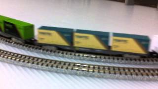 Japanese N Scale Model Train - EF200 with boxcar, container wagon and brake van