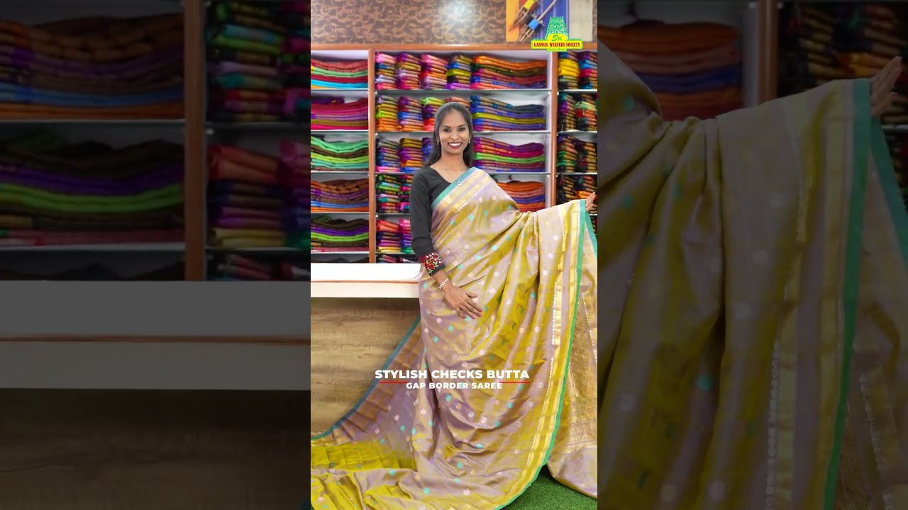 Stylish Checks Butta Gap Border Saree | Gadwal Weavers Society | Ameerpet | +91 9246186989