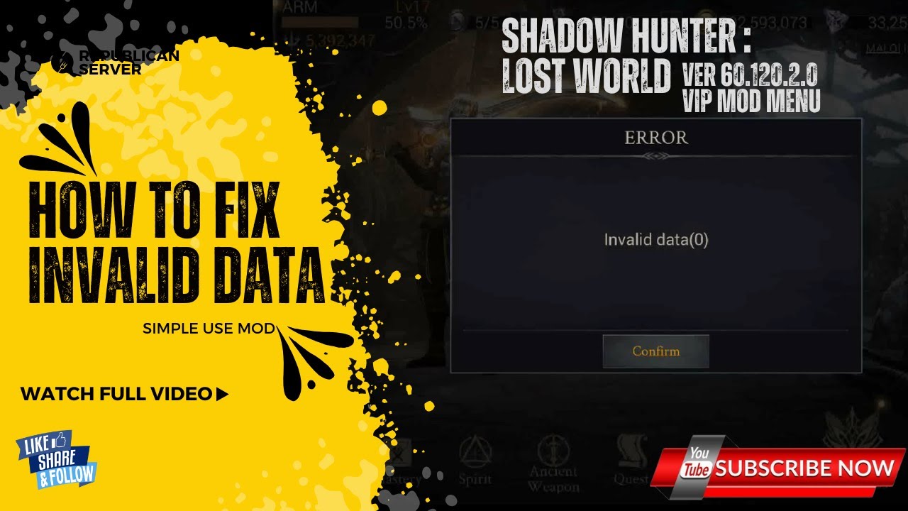 HOW TO FIX INVALID DATA SHADOW HUNTER 