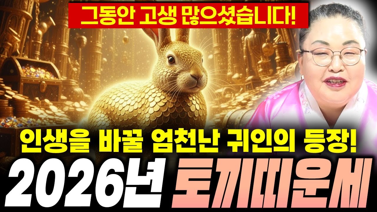 ⭐️2026년 병오년 토끼띠운세⭐️26년 엄청난 '귀인'의 등장 토끼띠운세/99년생 87년생 75년생 63년생 토끼띠운세