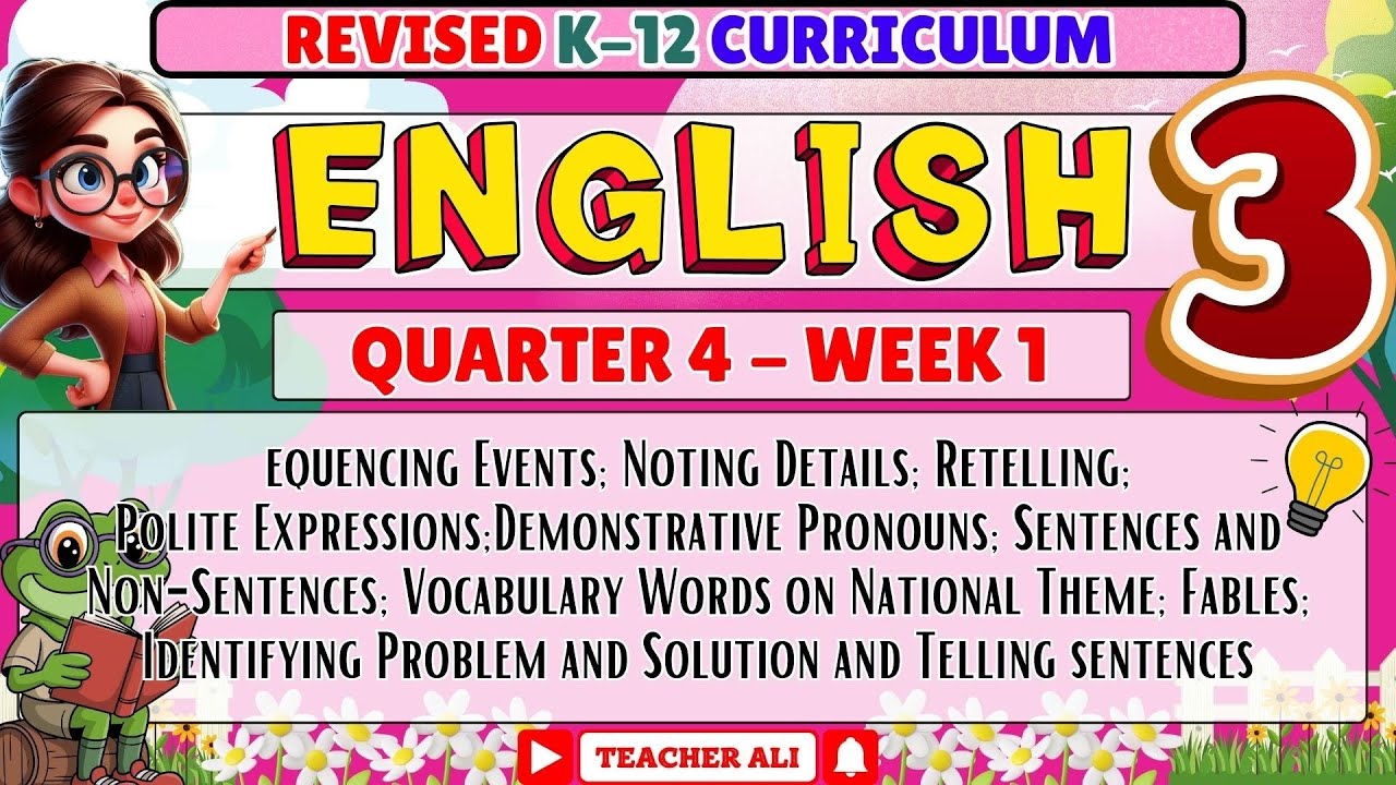 GRADE 3 ENGLISH 3 QUARTER 4 WEEK 1 REVISED K-12 - SEQUENCING EVENTS: NOTING DETAILS, RETELLING