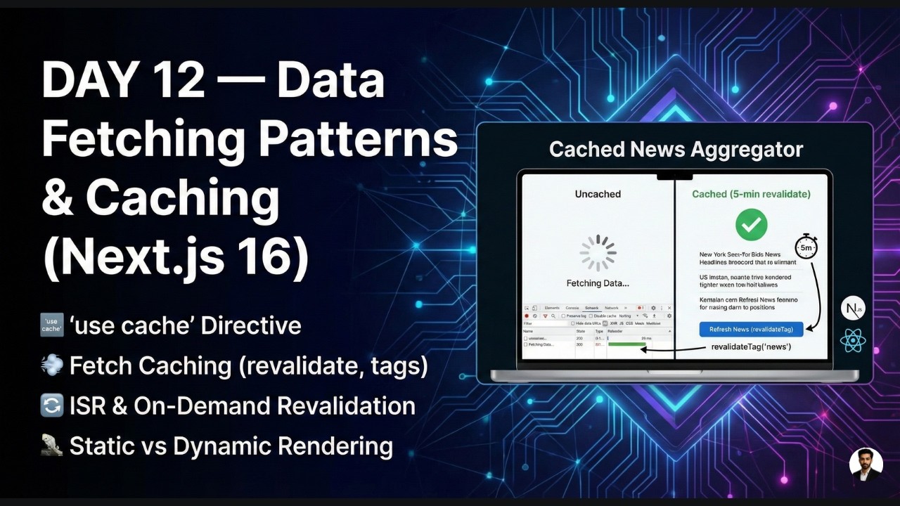 Next.js 16 Tutorial | DAY 12 — Data Fetching Patterns & Caching Next js ...