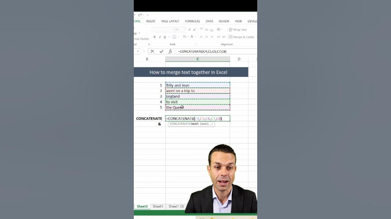 How to Merge Text Together in Excel (2 Ways!) #Shorts - YouTube