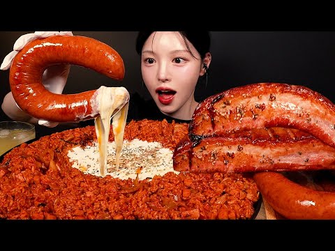 통삼겹 베이컨까지 극락조합🔥 Kimchi <strong>Fried</strong> <strong>Rice</strong> &amp; Kielbasa Mukbang Asmr
