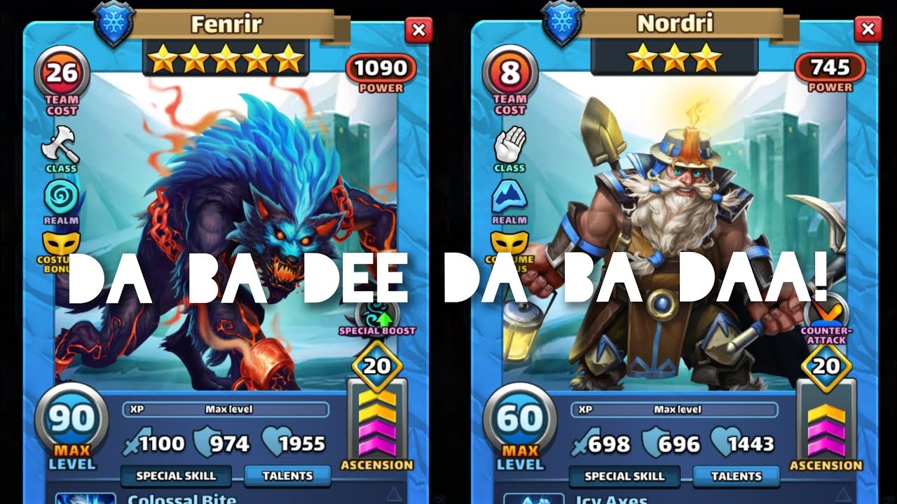 Empires & Puzzles Fenrir Costume and Nordri Costume New Valhalla Hero