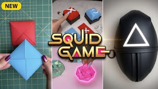 TOP 5 TOYS OF SQUID GAME ORIGAMI/ DIY : Mask- Ddakji- Gonggi- Button Toy Spinning Top