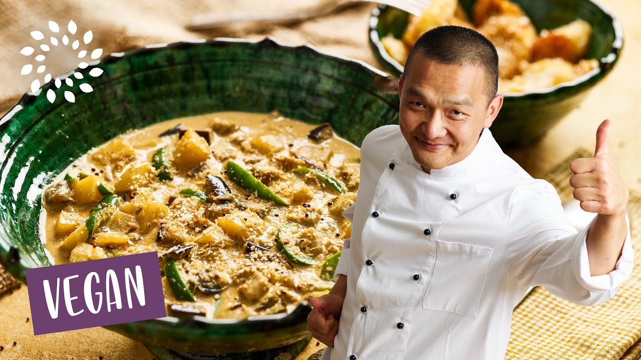 Curry mit Auberginen und Kochbananen [Rezept] - Vegan