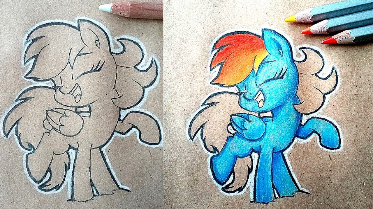 Нарисовать пони Радугу Дэш - YouTube
