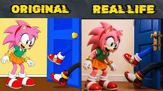 Can Amy Win Leg Guessing Game ? (part 1) - Sonic Original vs Real Life