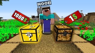 Minecraft NOOB vs PRO: NOOB BOUGHT LUCKY CHEST FOR 1000$ VS DIRT CHEST FOR 1$! 100% trolling