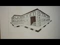 كيفية رسم المدرسة في المنظور بنقطتين How to Draw School in Two Points Perspective