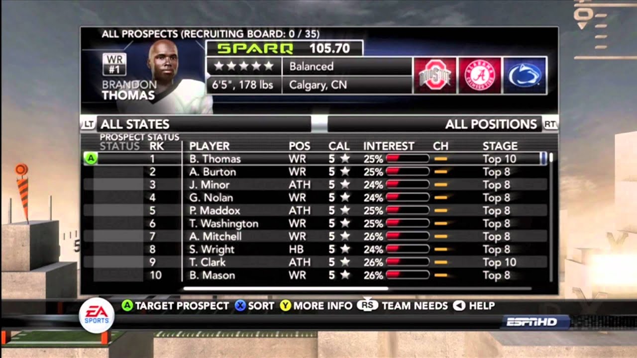 NCAA Football 12 Tips: How to setup your Recruit Board in ...