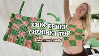 EASY DIY CROCHET CHECKERED TOP & beginner friendly ✨ 