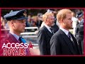 Prince Harry & Prince William Walk Together Behind Queen Elizabeth's Coffin