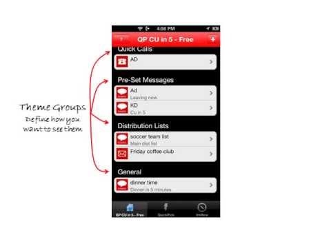 iPhone App QP CU in 5 - automation of communication tasks