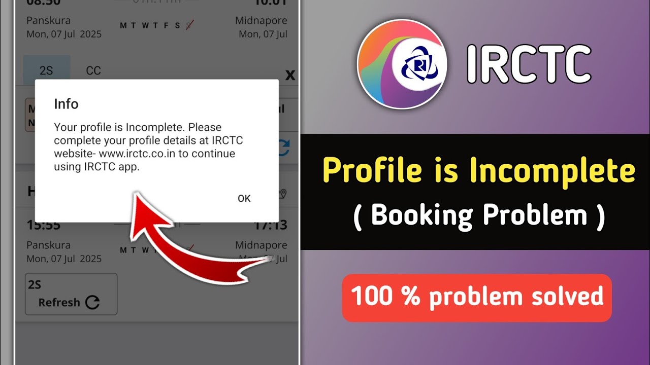 Irctc Your Profile is Incomplete Problem | Irctc Ticket Booking Problem ...