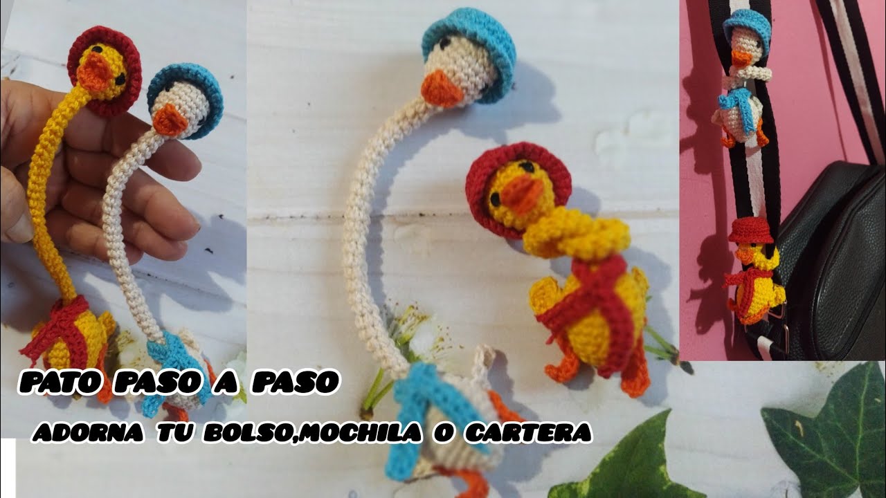 Patos cuello largo😍 crochet Tendencia! para correas de mochilas y carteras Corre a tejerlos🏃‍♀️🦆