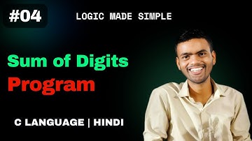 C Program to find Sum of Digits of a Number | CSwithVK | Hindi