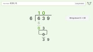 Long Division Problem 639/6: Step-by-Step Video Solution