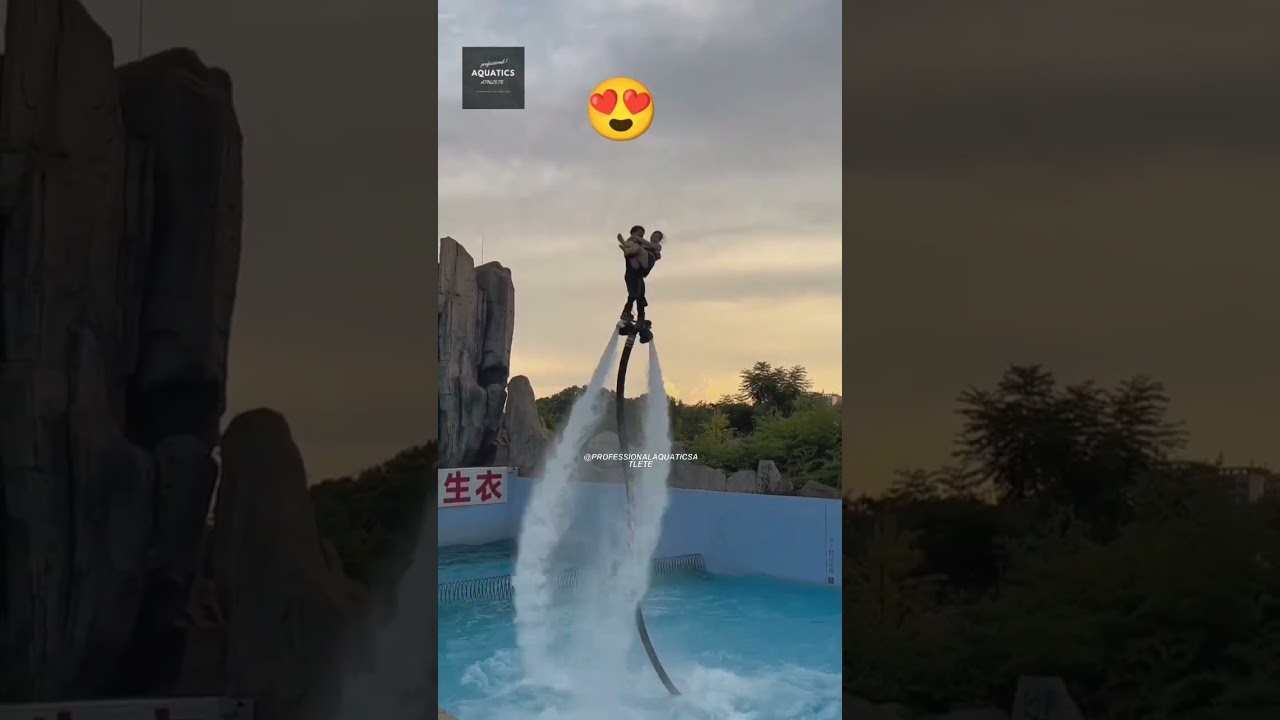 😍🌊 Gravity-Defying Fun: Young Girl Takes on Flyboarding