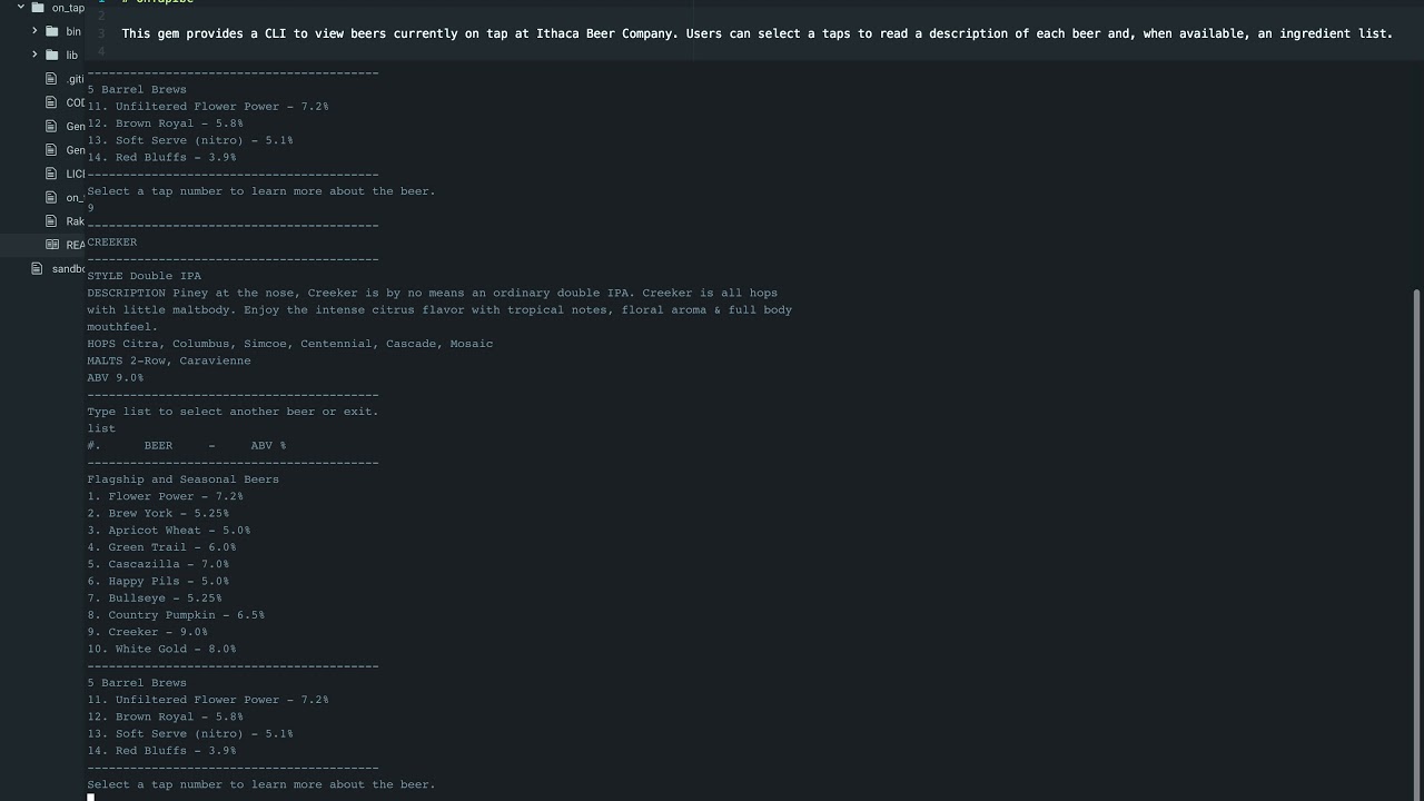 Demo Ruby CLI Gem: On Tap Ithaca Beer Co - YouTube