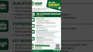 NBP Jobs 2026 | Relationship Manager Jobs | National Bank of Pakistan is Hiring