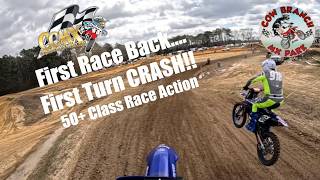 First Race Back... First Turn CRASH!! 50+ moto 1 at Cowbranch MX March 8th, 2026