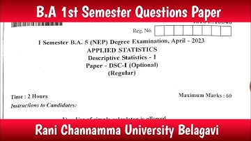 Descriptive Statistics - 1 Question Paper | BA 1st Semester | Applied Statistics | RCUB