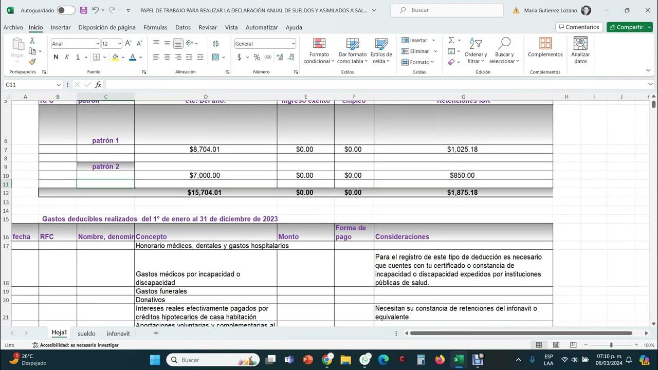  c mo elaborar papel de trabajo para declaraci n anual persona f sica