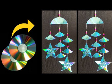 how-to-make-wall-hanging-with-waste-cds-||-old-cd-craft-idea-diy-cd-room-decoration-idea-||-artideas