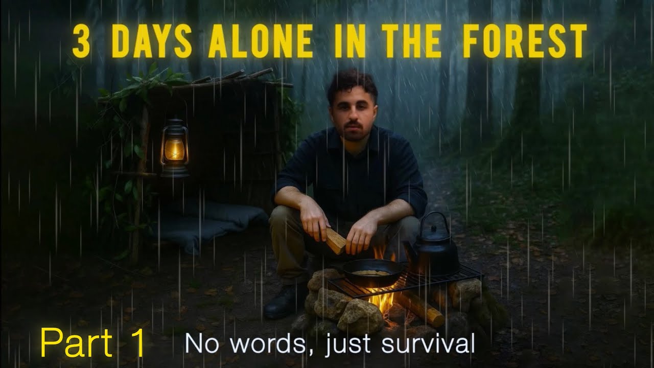 3 Days Alone in the Forest – Building a Shelter and Fire in the Rain ...