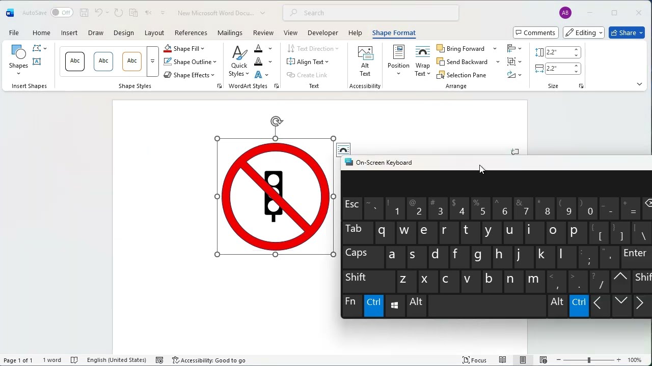 How to make no traffic light sign in word