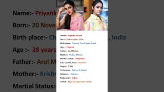 Beautiful Actress Priyanka Mohan Biography