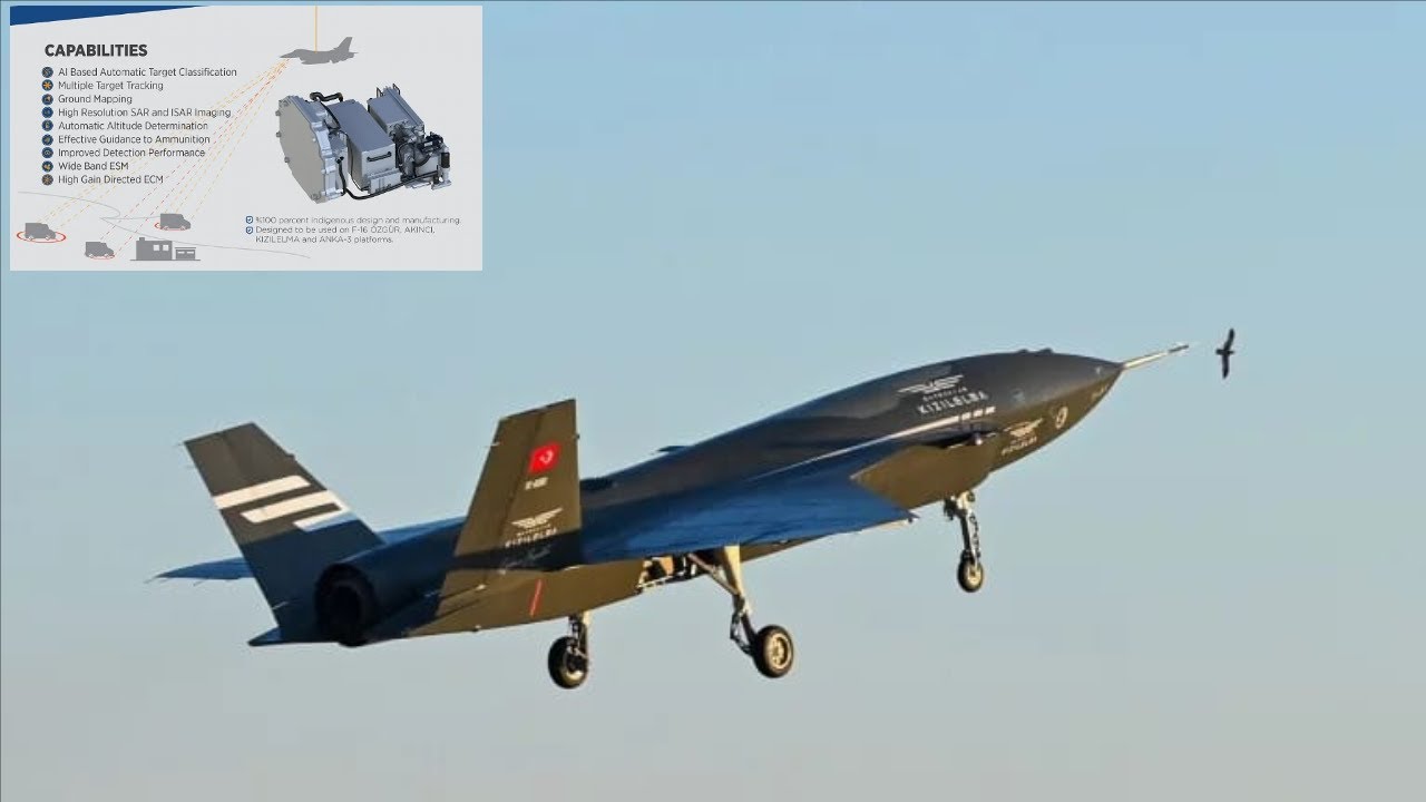 Первый полет беспилотника Bayraktar KIZILELMA с радаром MURAD 100-A AESA