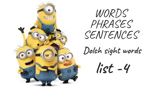 Dolch Sight Words | Words, Phrases, Sentences - List 4