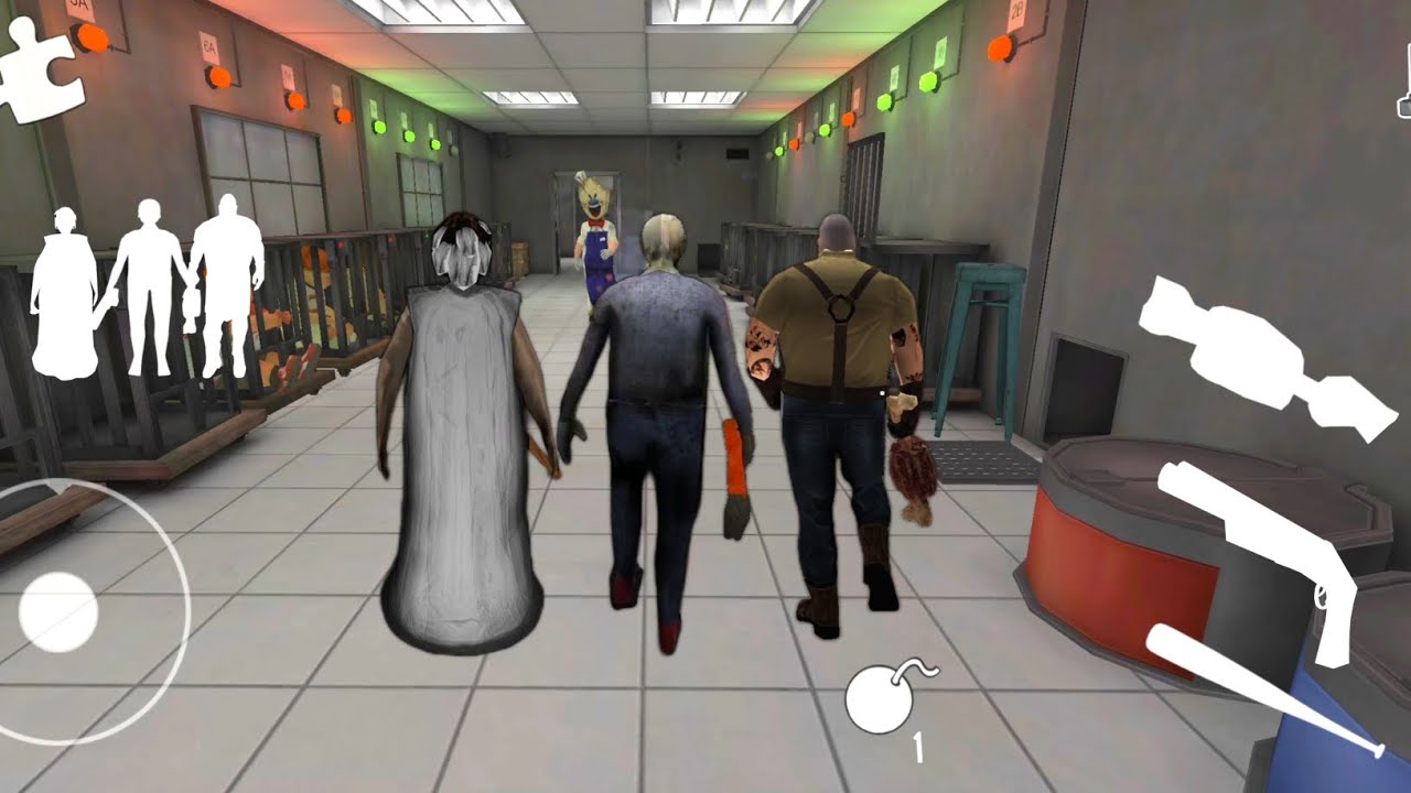 Playing as granny, grandpa and Mr Meat in ic scream 4