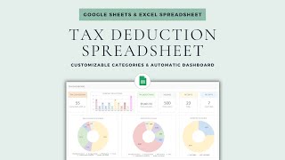 Tax Tracker Google Sheets & Excel Spreadsheet | Tax Deduction Spreadsheet | Tax Planner | Tax Log
