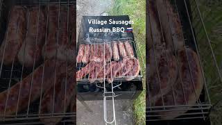 Time to cook farm fresh sausages on Russian BBQ #bbq #russia