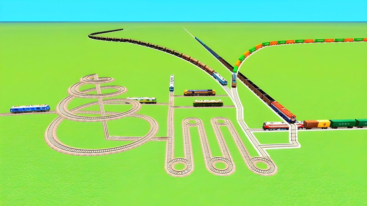 💝EIGHT TRAIN FACE TO FACE SAME TRACK CROSS SILDE CIRCLES🤩TRACKS RAILROAD RAILWORK 