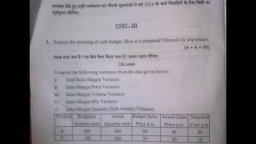 BUSINESS BUDGETING (B.COM PART III previous year question paper)
