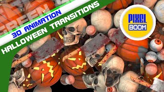 Green Screen Halloween Transitions Pumpkin Skull Tombstone - PixelBoom